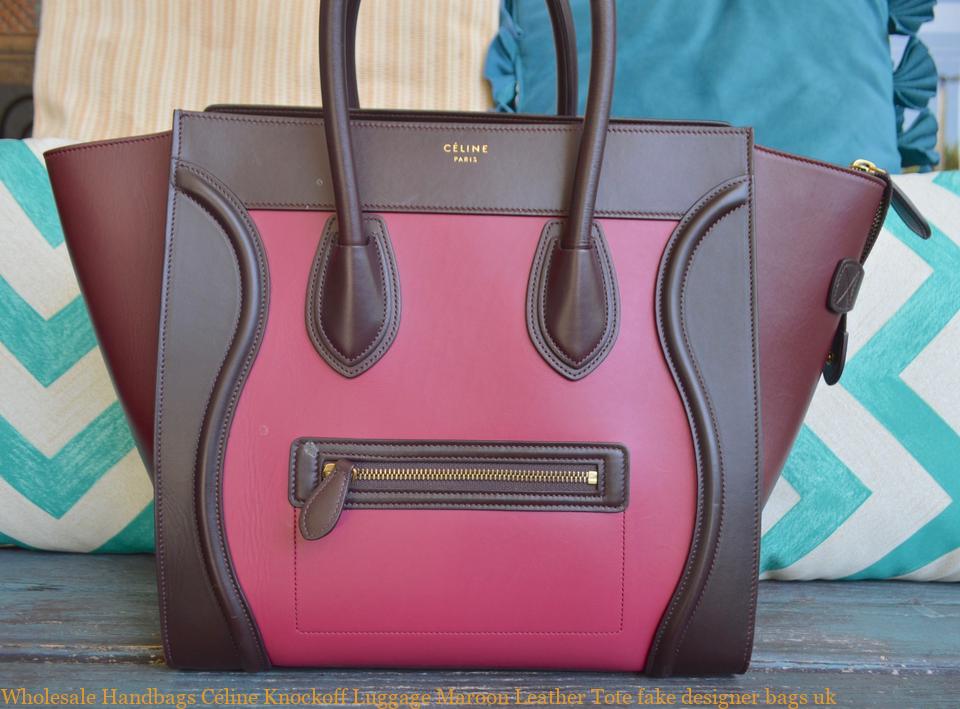 Wholesale Handbags Céline Knockoff Luggage Maroon Leather Tote fake designer bags uk – AAA ...